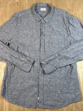 Marine Layer Men's Gray Hemp Blend Long Sleeve Button Up Shirt Size Large